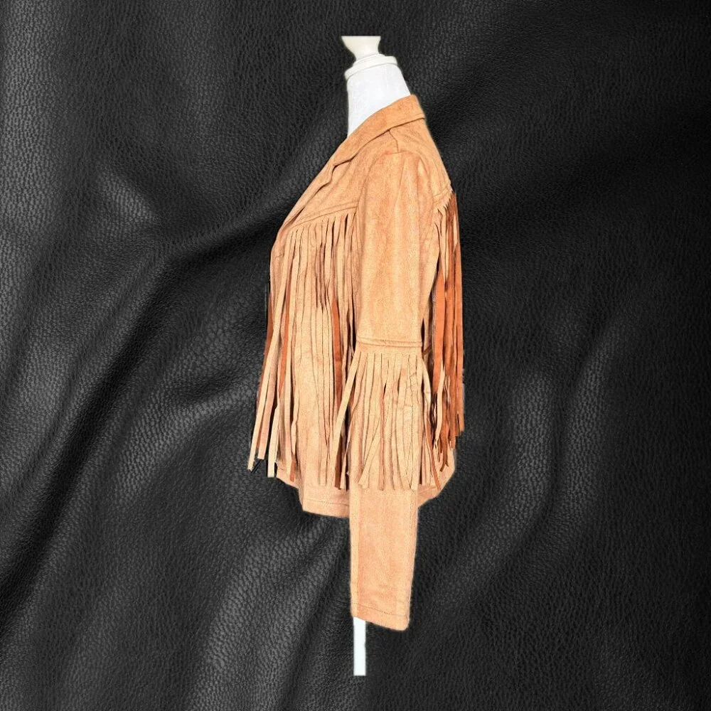 *NEW* Faux Suede Jacket Women Western Fringe Boho Coastal Cowgirl Rodeo - Picture 2 of 7